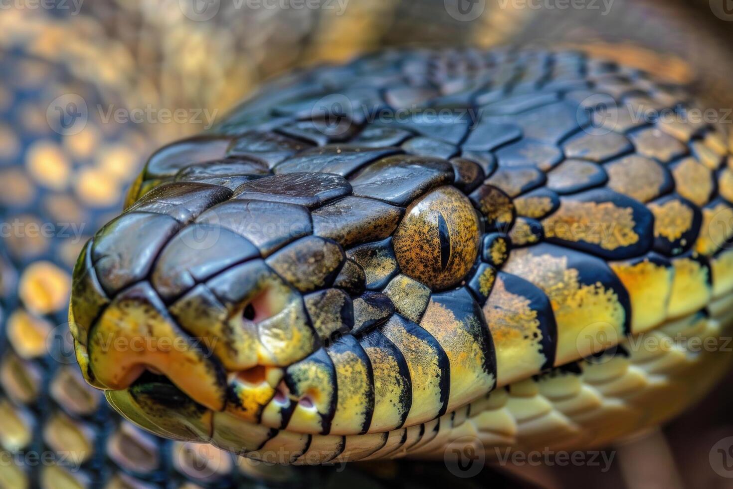 Closeup of a serpent's scales and eye photo