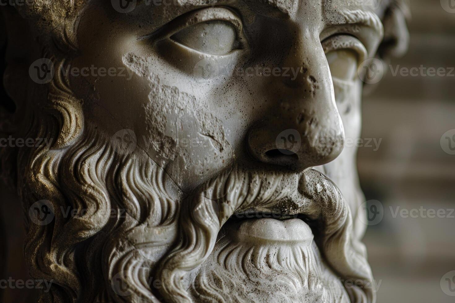 Ancient greek sculpture of bearded deity photo