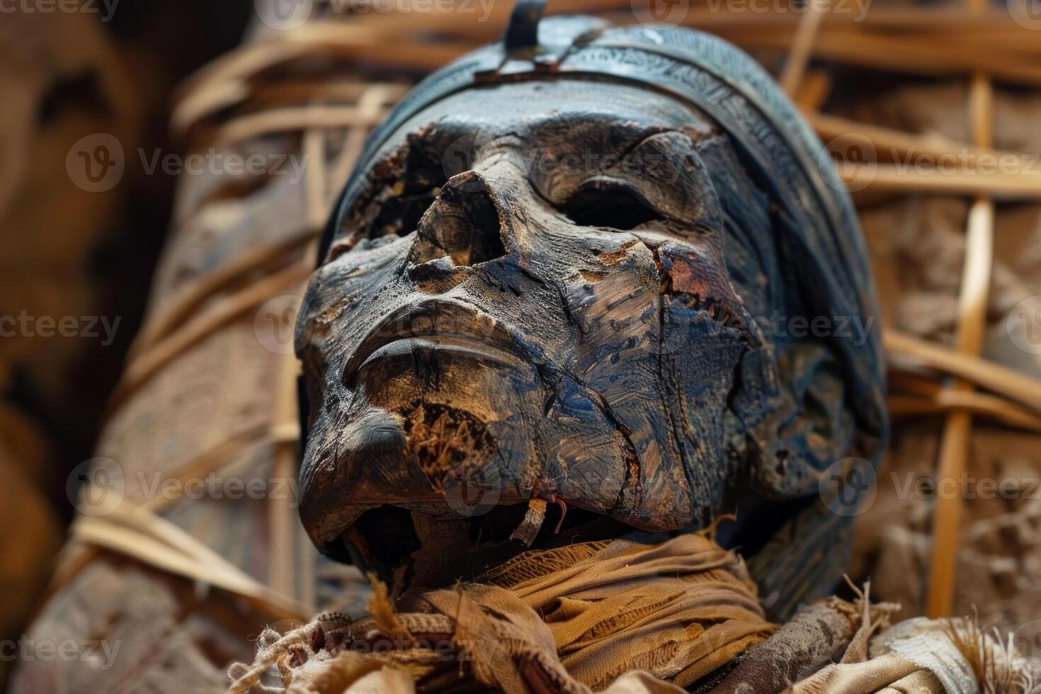 Ancient tribal mask on display photo