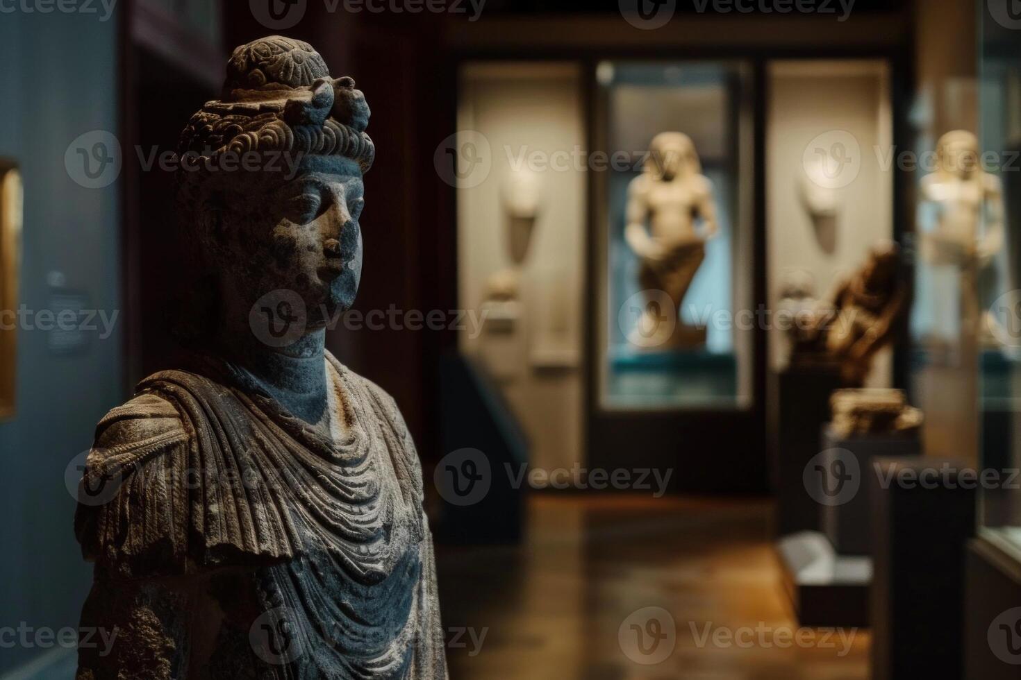 Ancient statue in museum display photo
