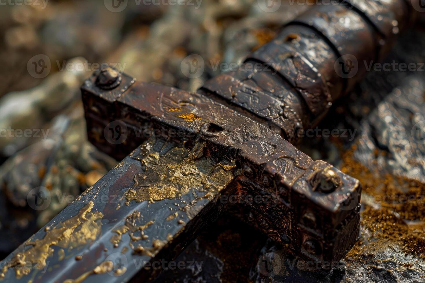 Detailed image capturing the textures of oiled machinery parts photo