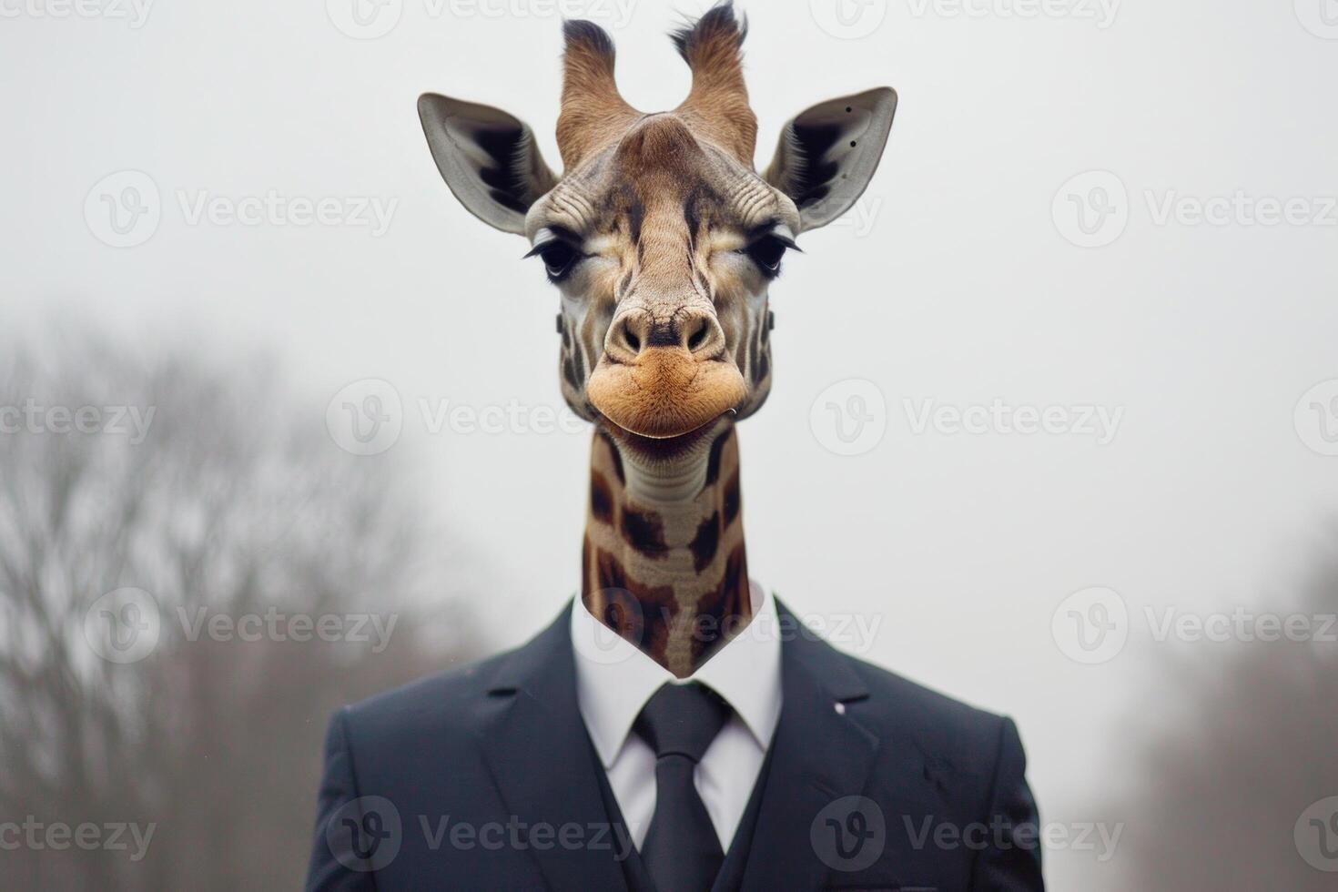 Business giraffe in suit looking confident photo