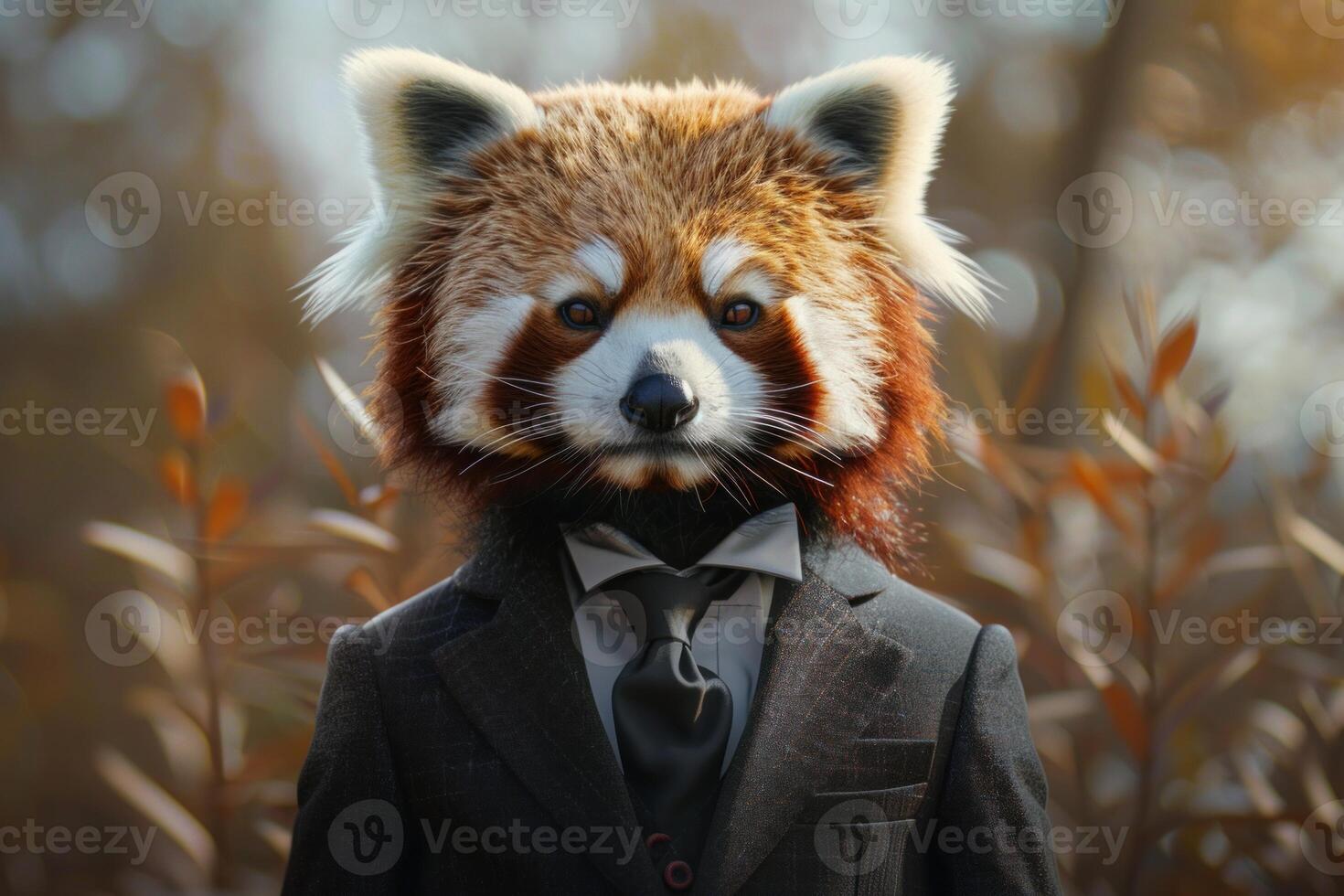 Dapper red panda in suit photo