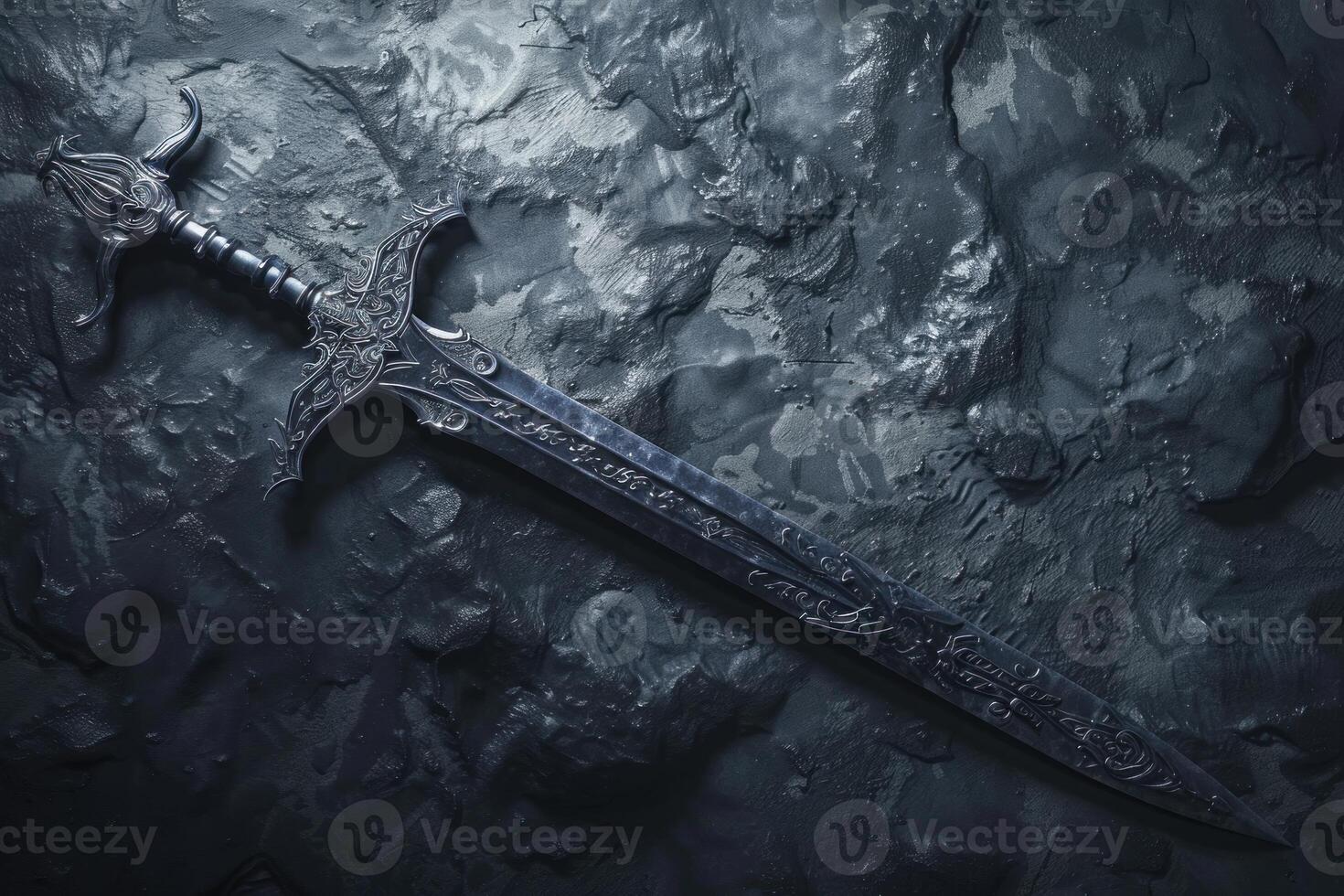Ancient warrior sword on textured background photo