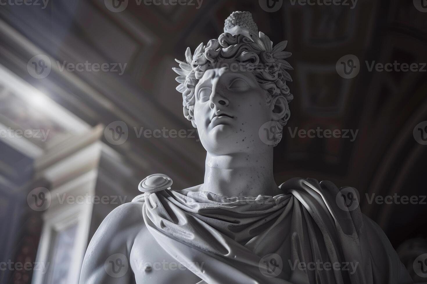 Majestic marble statue in classical setting photo