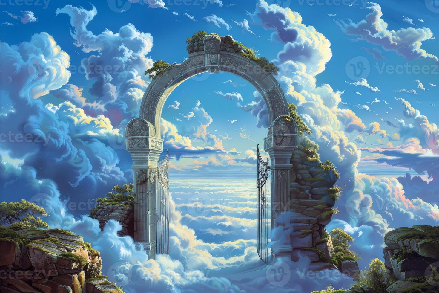Majestic gateway to the heavens above clouds photo
