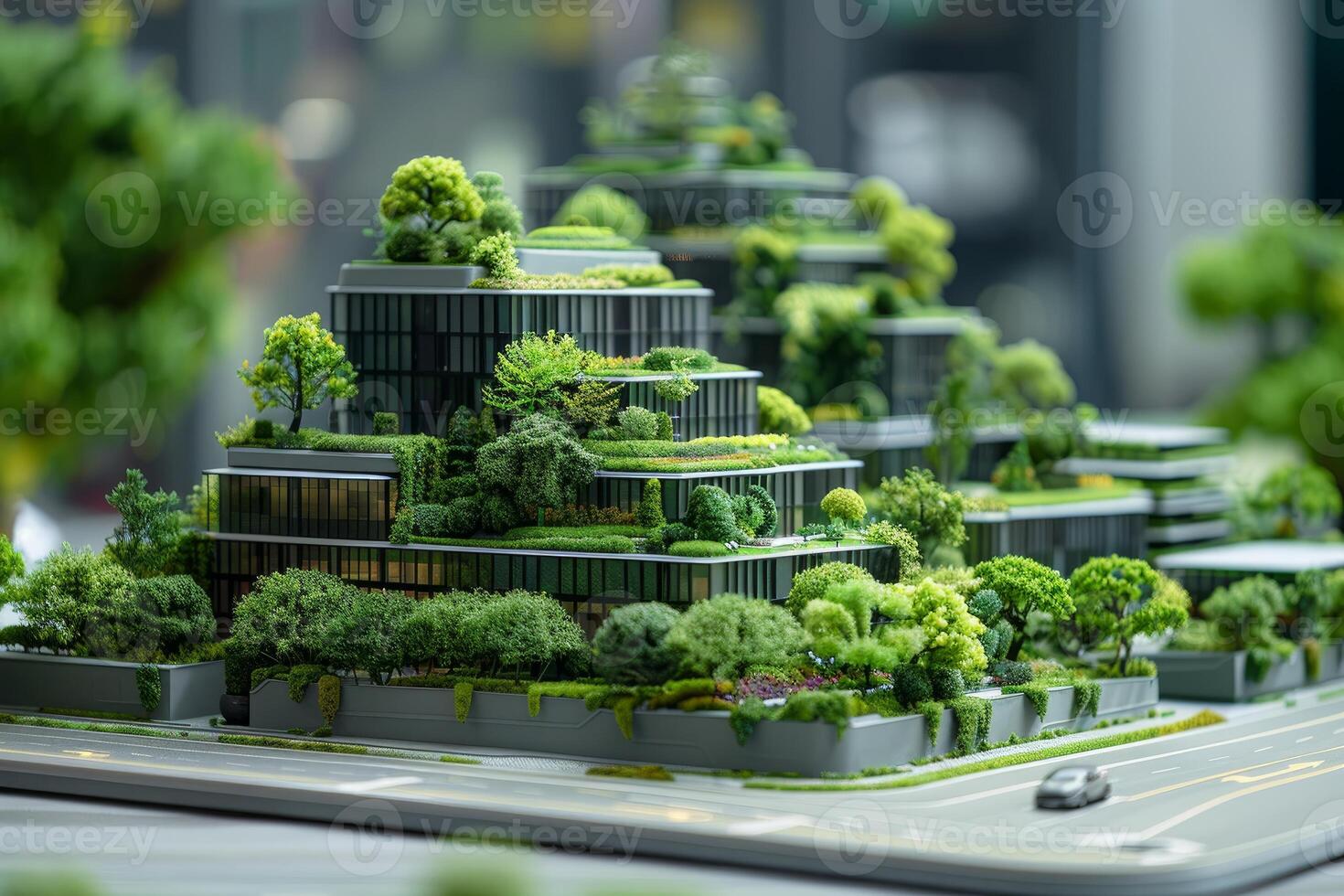 Modern green architecture model showing sustainable design photo