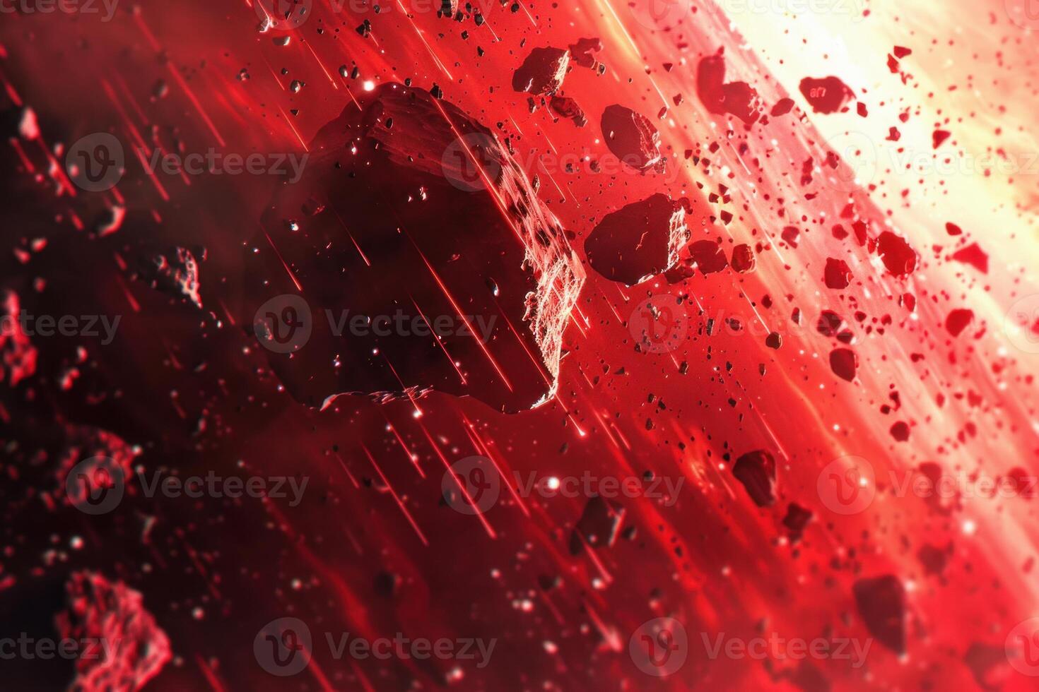 Abstract red splash background with floating particles photo