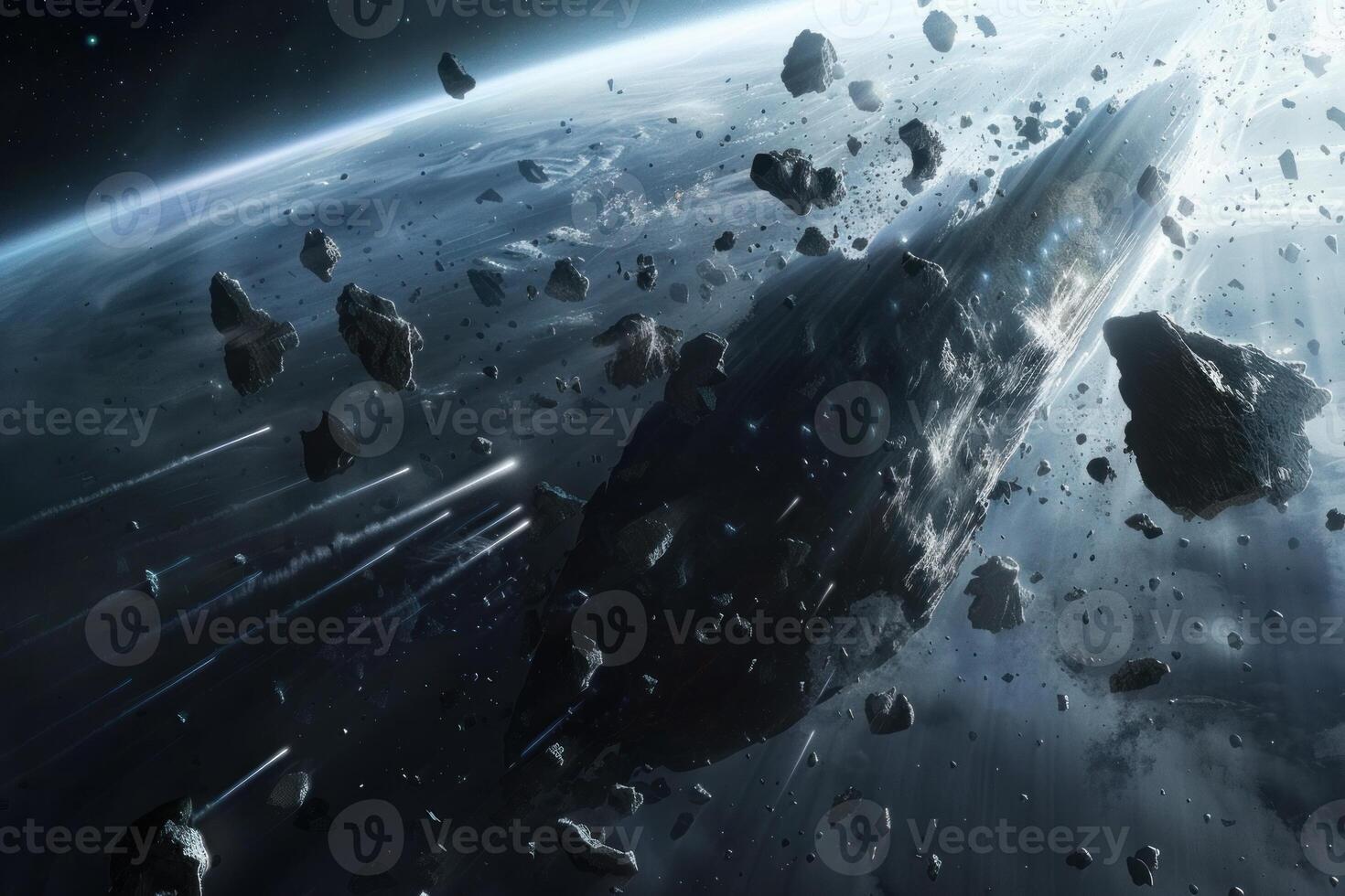 Majestic asteroid belt in space photo