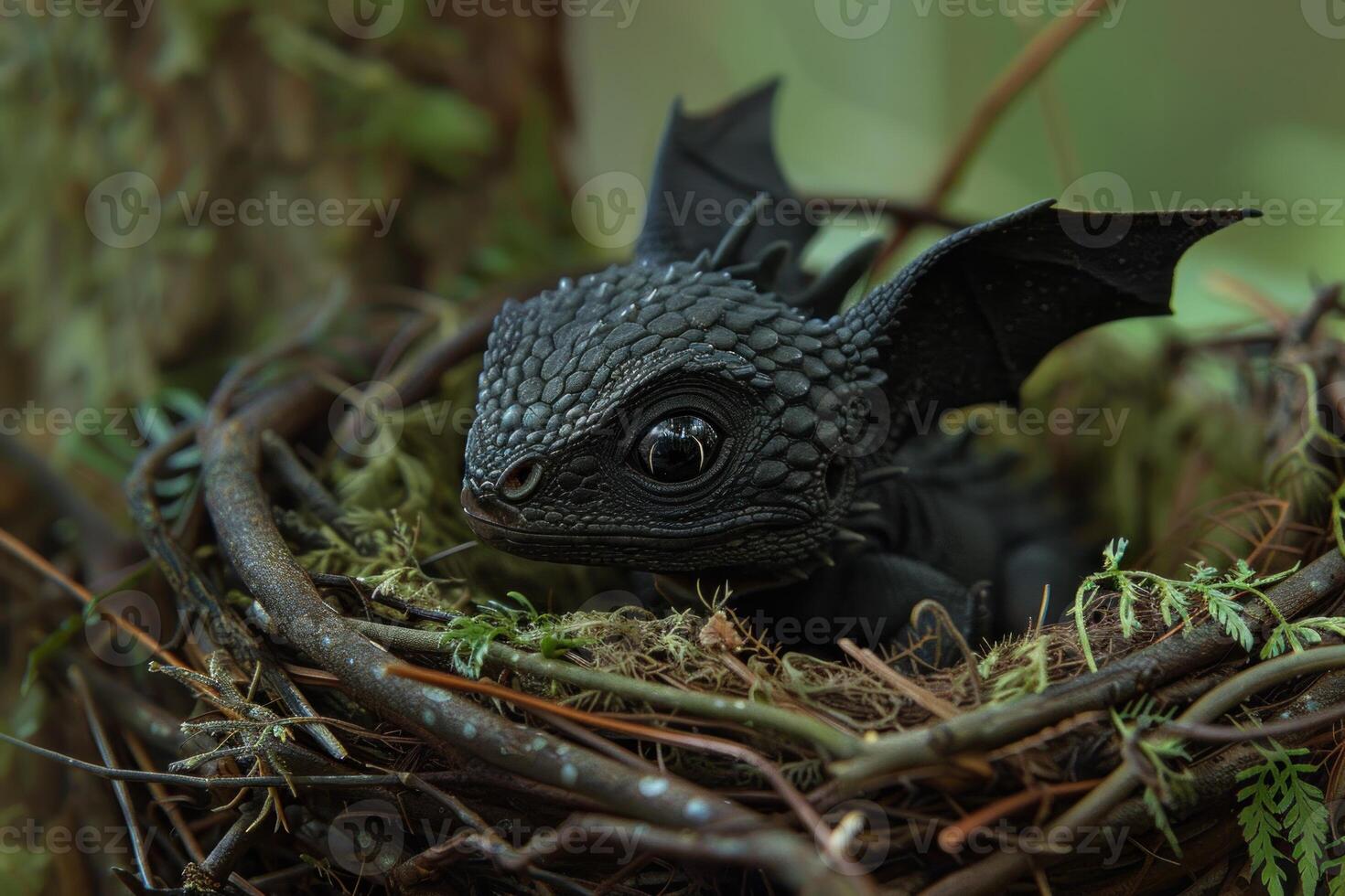 Mystical dragon figurine in a nest photo