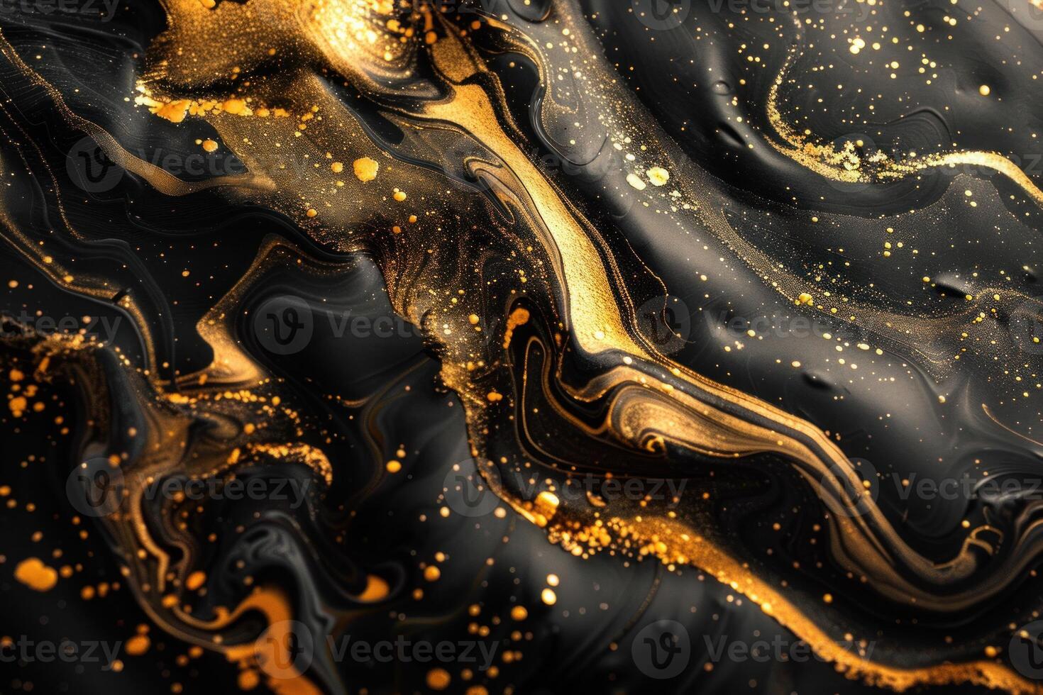 Black and gold abstract fluid art background resembling luxury marble photo