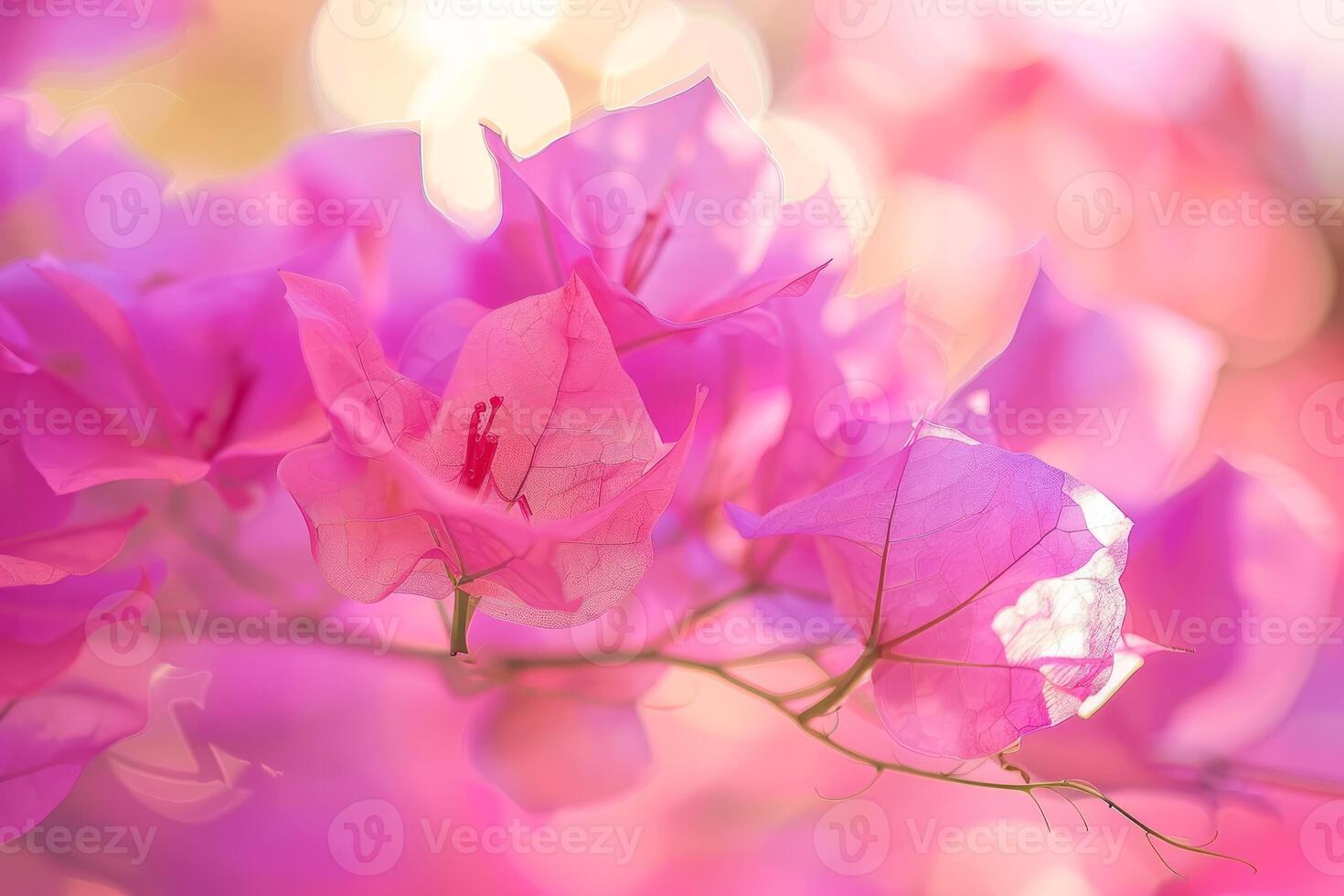 Bougainvillea flowers blooming on blurred pink background photo