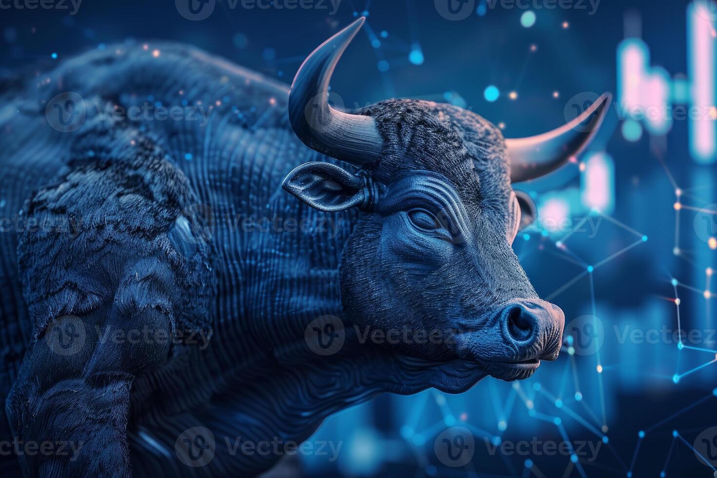 Powerful bull representing a positive trend in the financial market photo