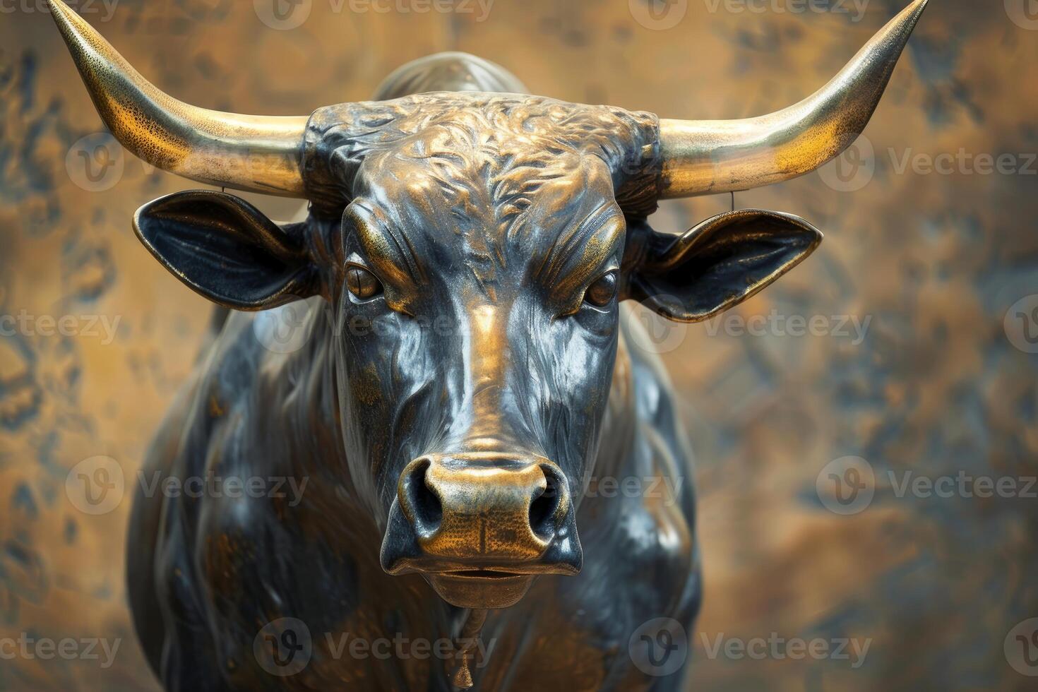 Bronze bull sculpture symbolizing financial market growth photo