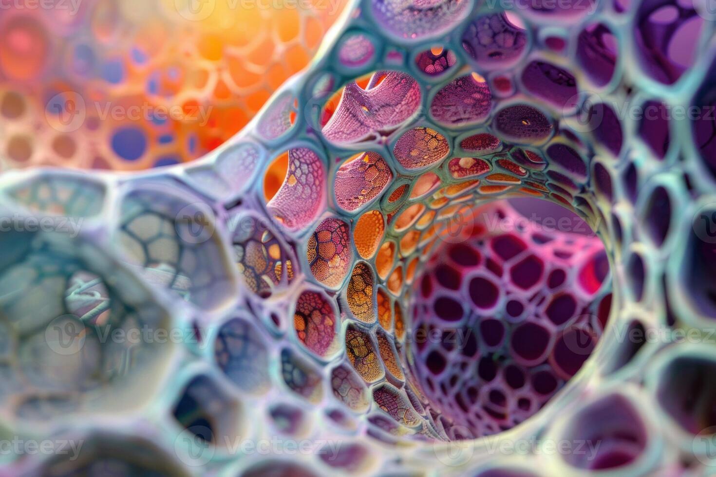 Abstract organic structure forming colorful honeycomb pattern photo
