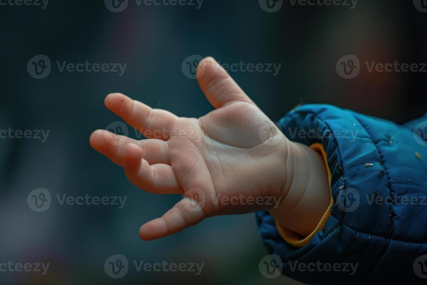 Toddler reaching out hand showing empty palm photo