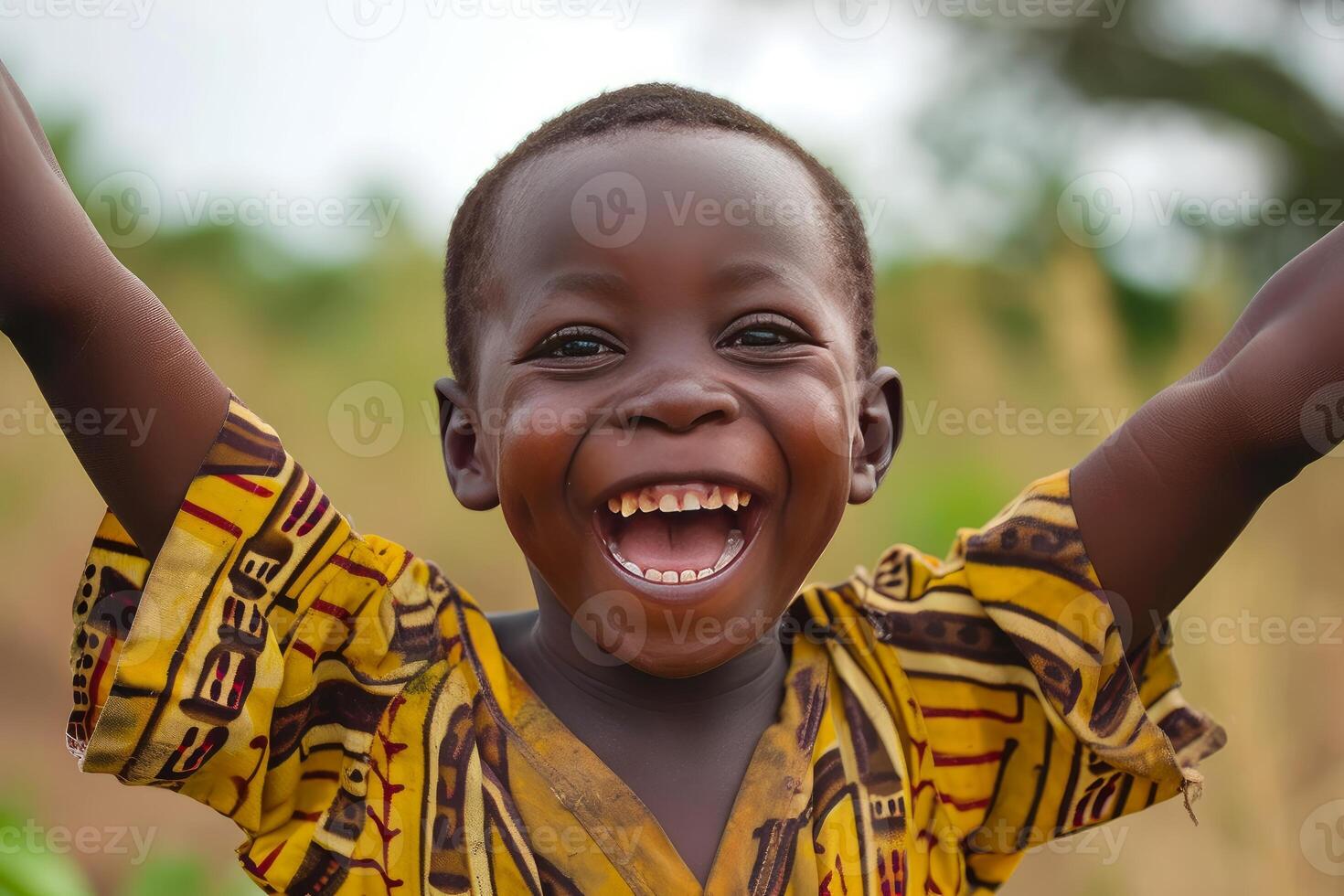Joyful african child with wide smile photo