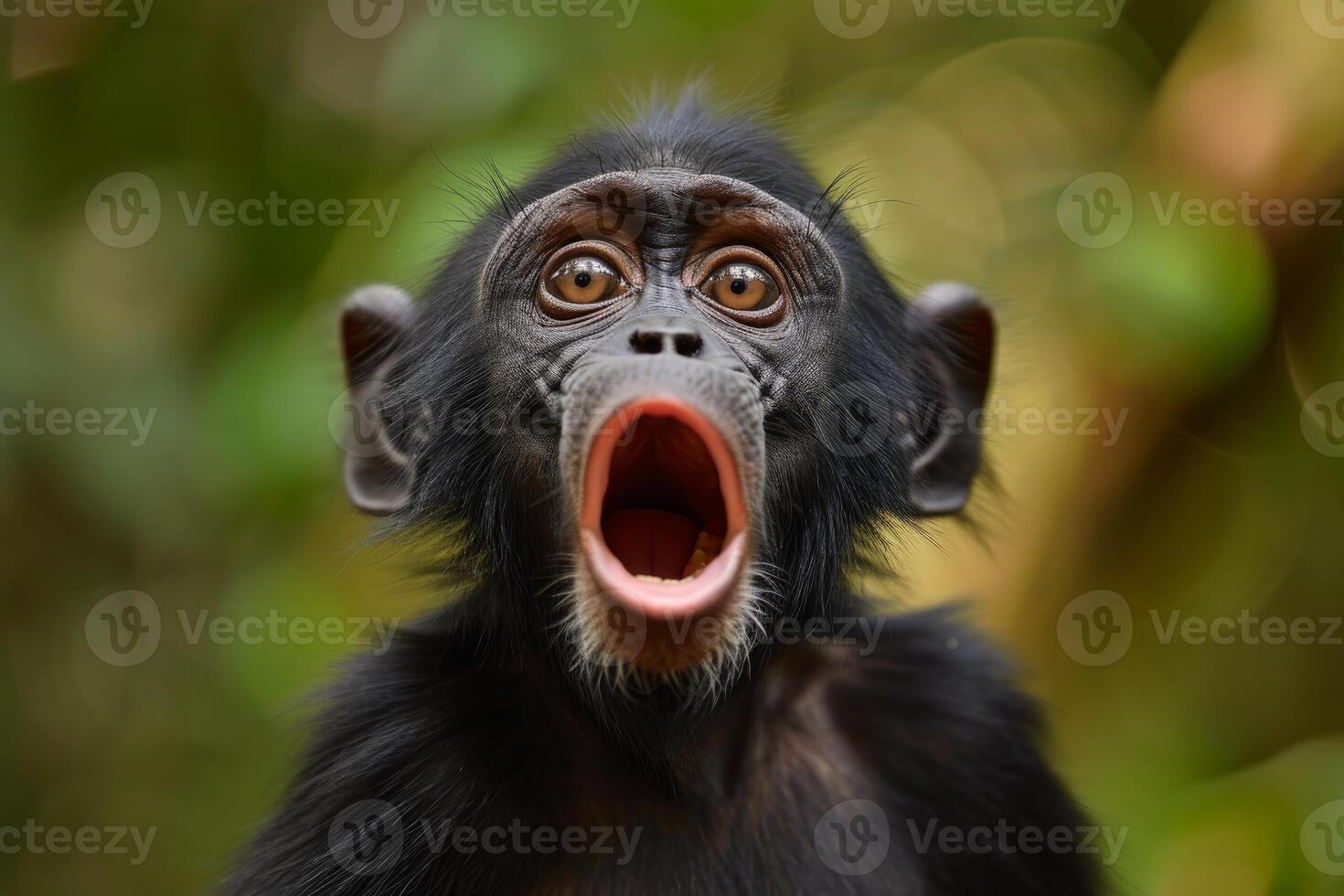 Entertaining Ape shocked funny. Generate Ai photo