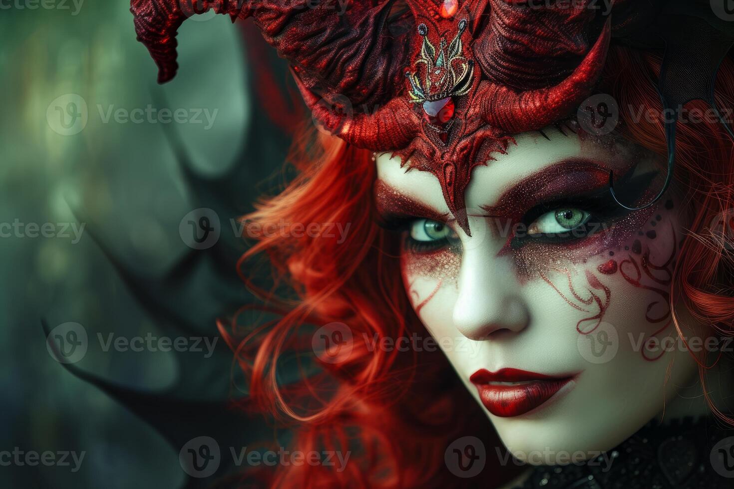 Captivating Beautiful devil woman. Generate Ai photo
