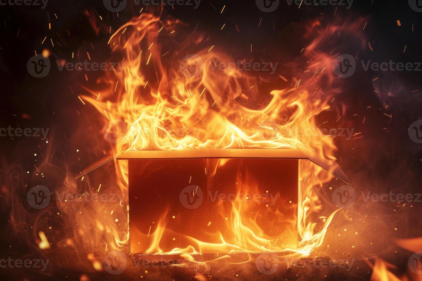 Enveloping flames on burnt book photo