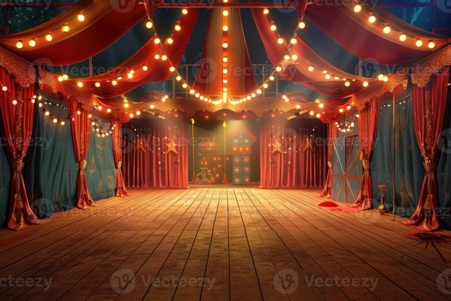 Enchanted circus stage at night photo