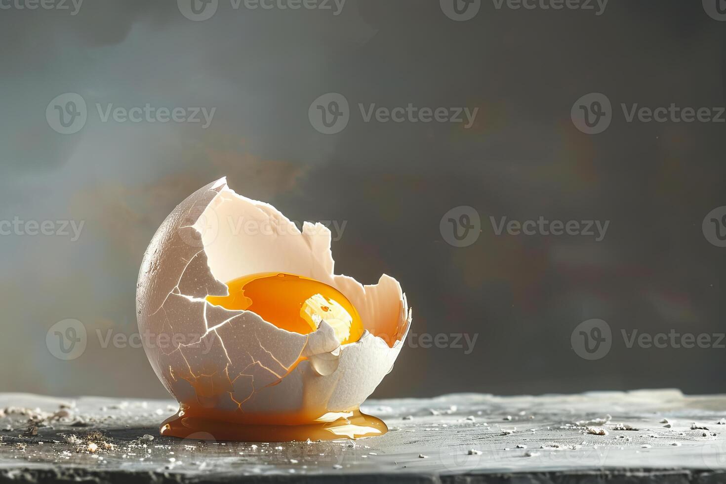 Cracked egg on dark background photo