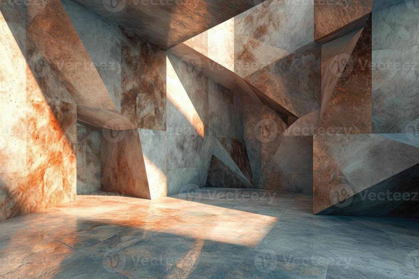 Striking Abstract geometric room product. Generate Ai photo