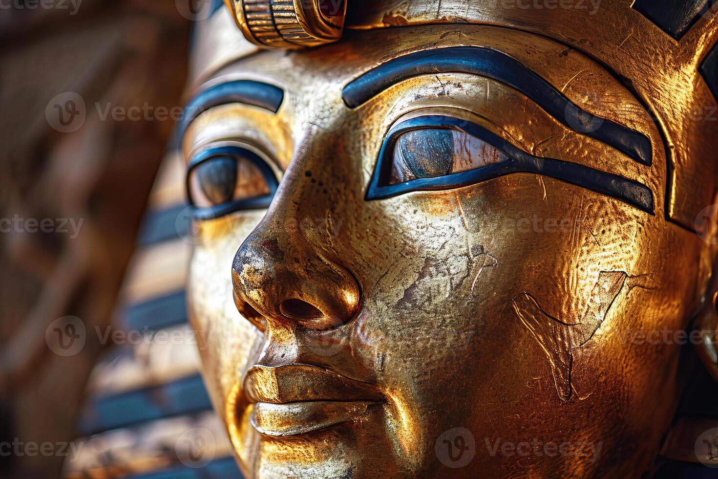 Resplendent Ancient Egyptian king golden mask. Generate ai photo