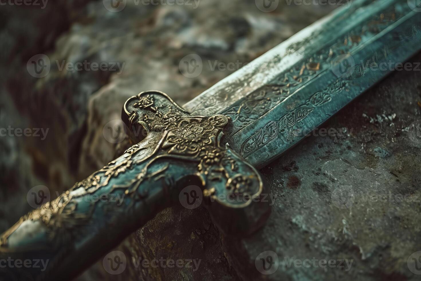 Timeless Ancient sword fantasy. Generate Ai photo