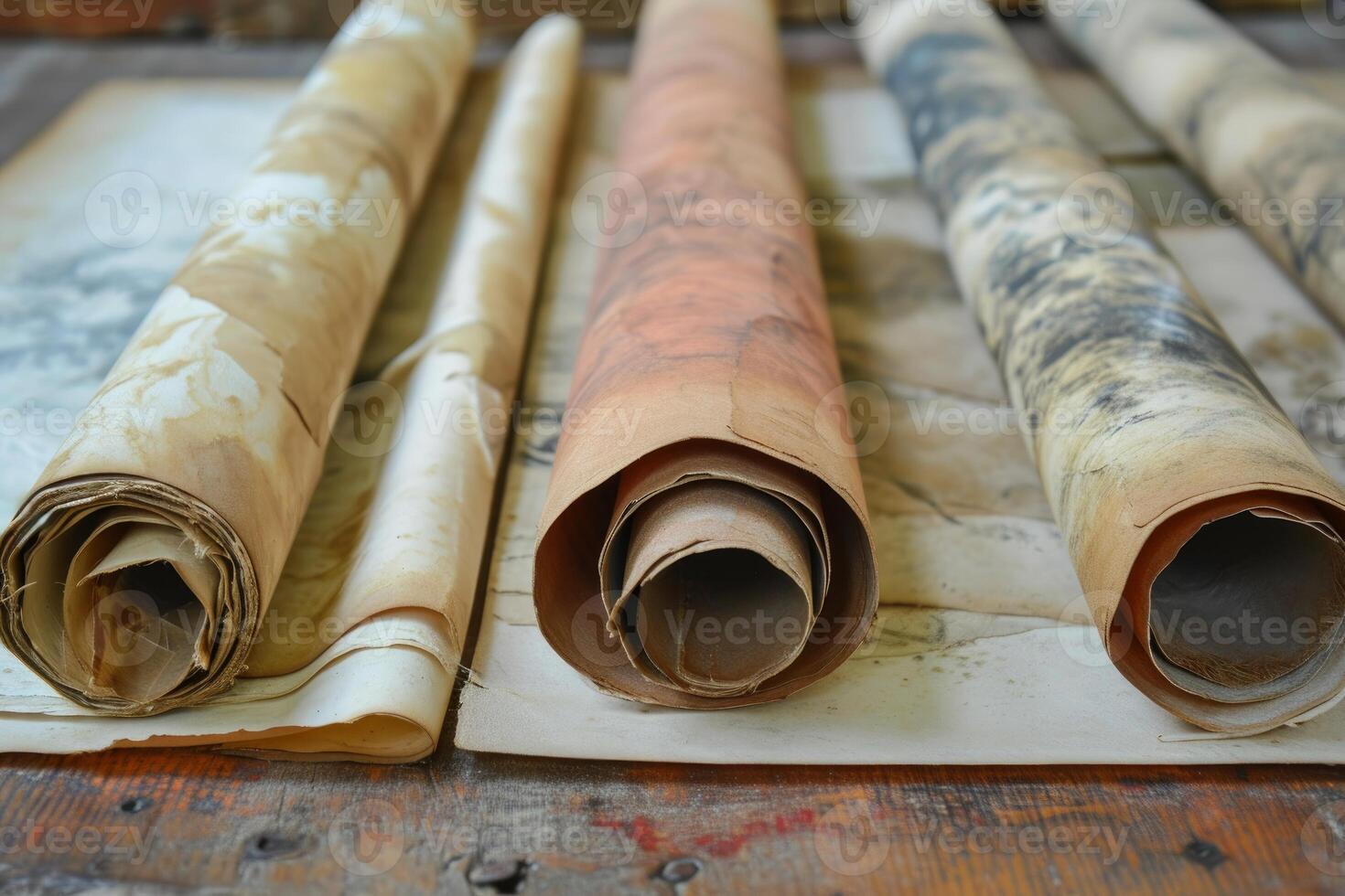 Crinkly Old scrolls. Generate Ai photo