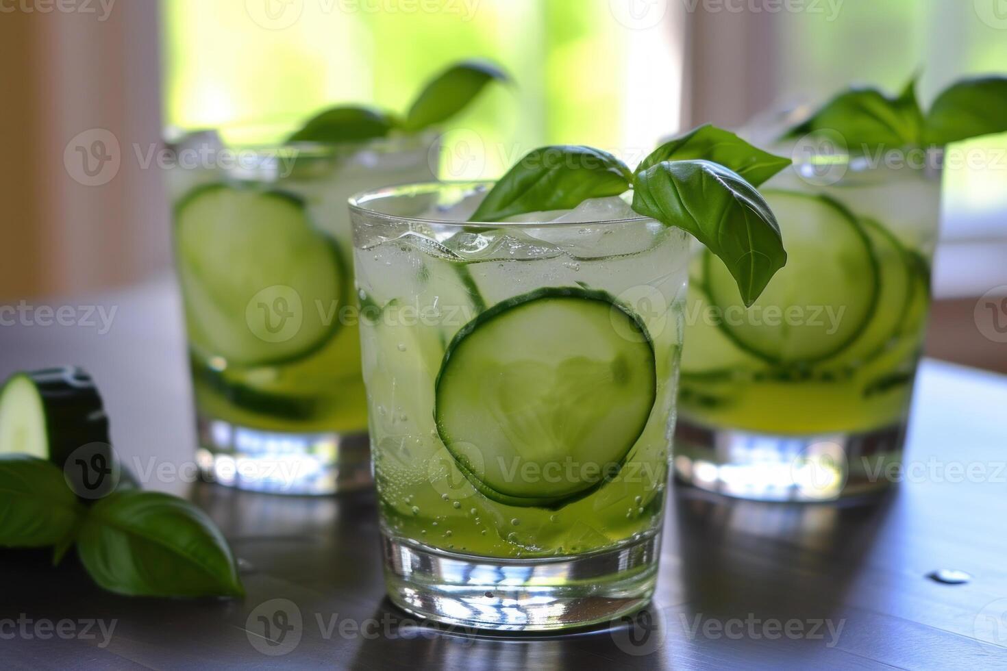 Aromatic Basil cucumber drink. Generate AI photo