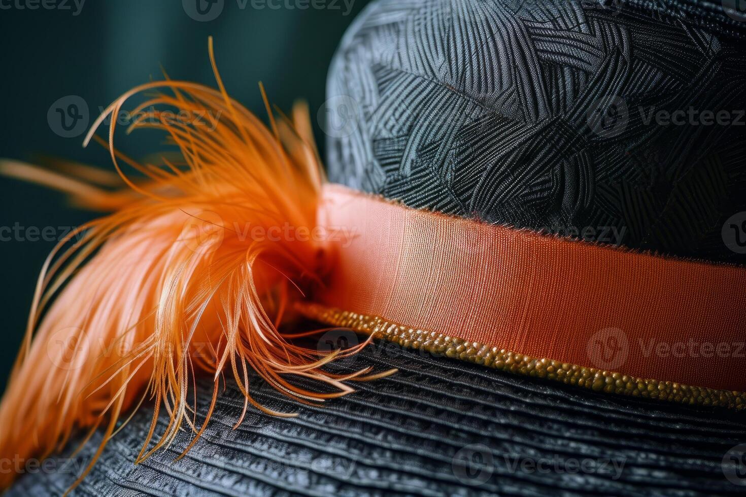 Close-up of elegant feathered hat photo