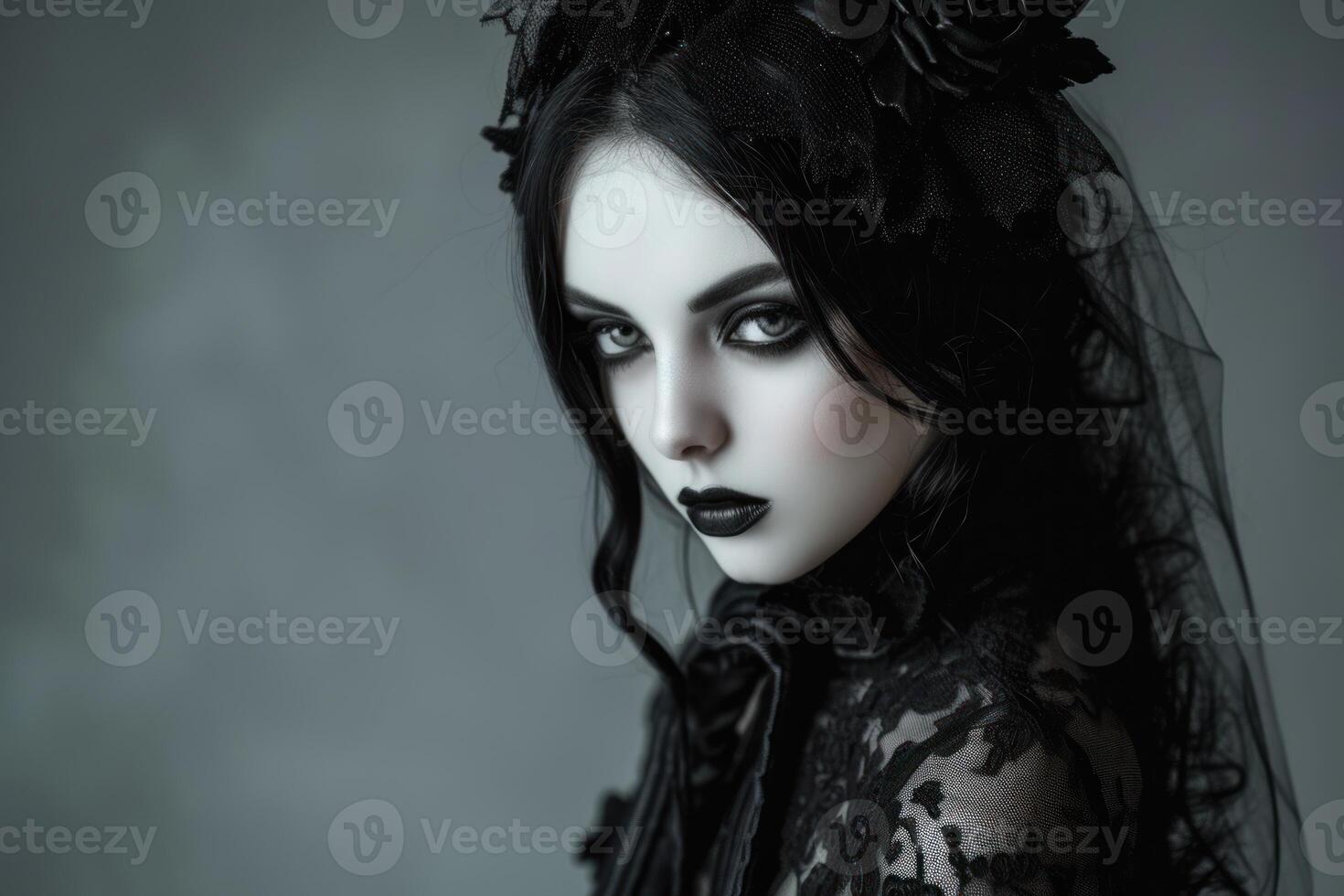 Expressive Beautiful goth girl. Generate ai photo
