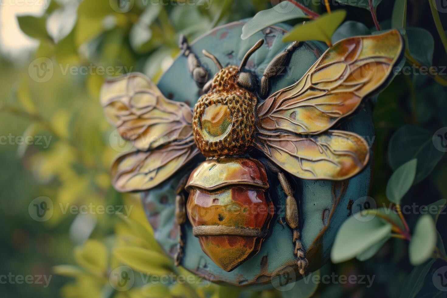 Miniature Robotic bee style sign. Generate AI photo