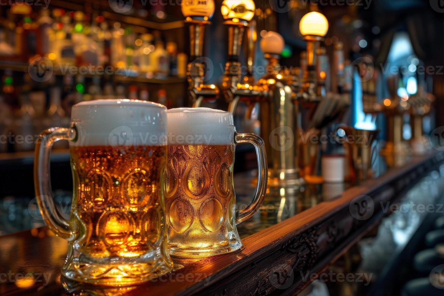 Frothy Beer butter mug bar. Generate Ai photo