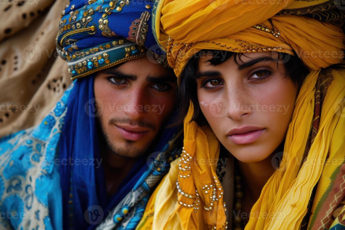 Colorful Berber traditional clothes. Generate Ai photo
