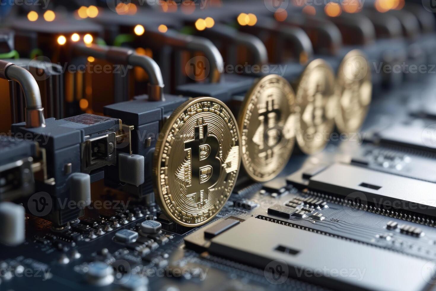 Complex Bitcoin mining. Generate Ai photo