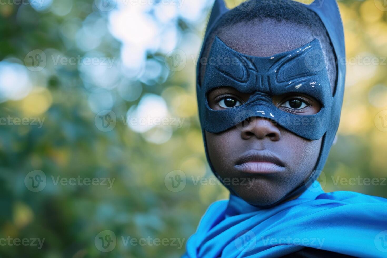 Brave Black kid superhero. Generate Ai photo