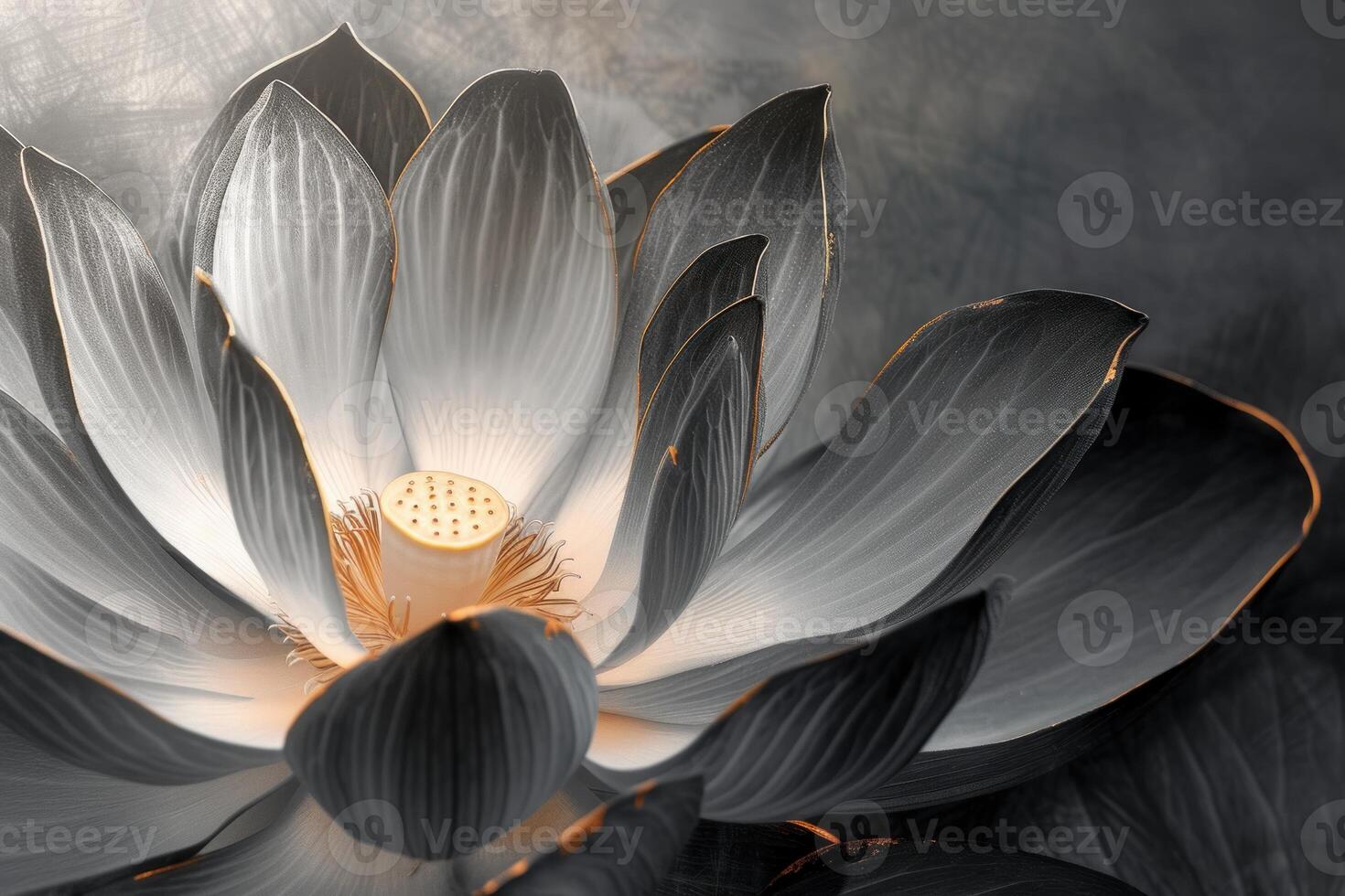 Enigmatic Black lotus flower in dark banner. Generate Ai photo