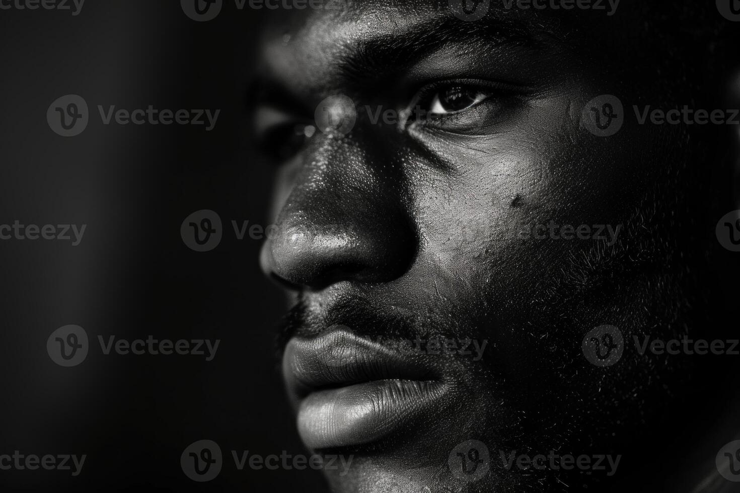Intense black and white portrait of a man photo