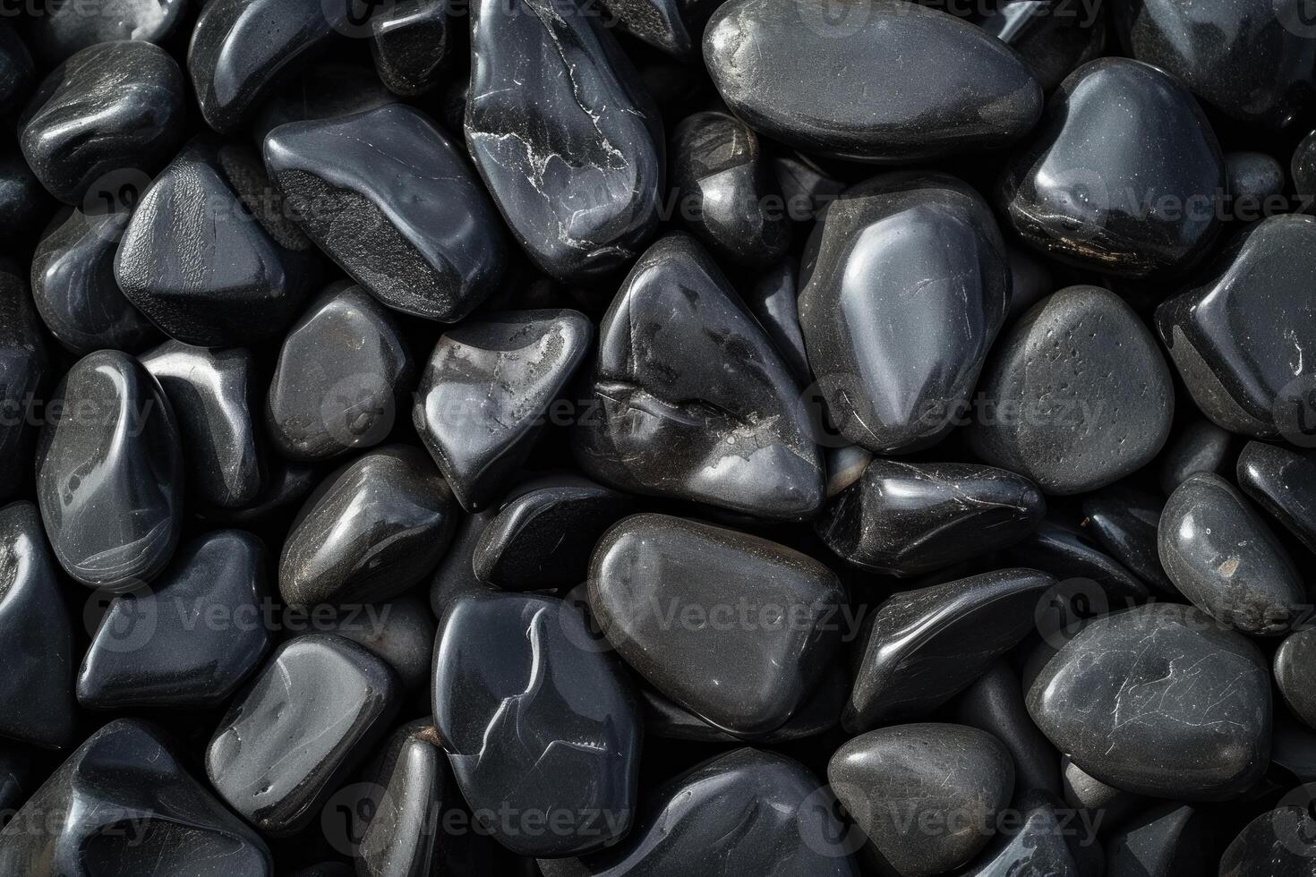 Glossy Black stones background. Generate Ai photo
