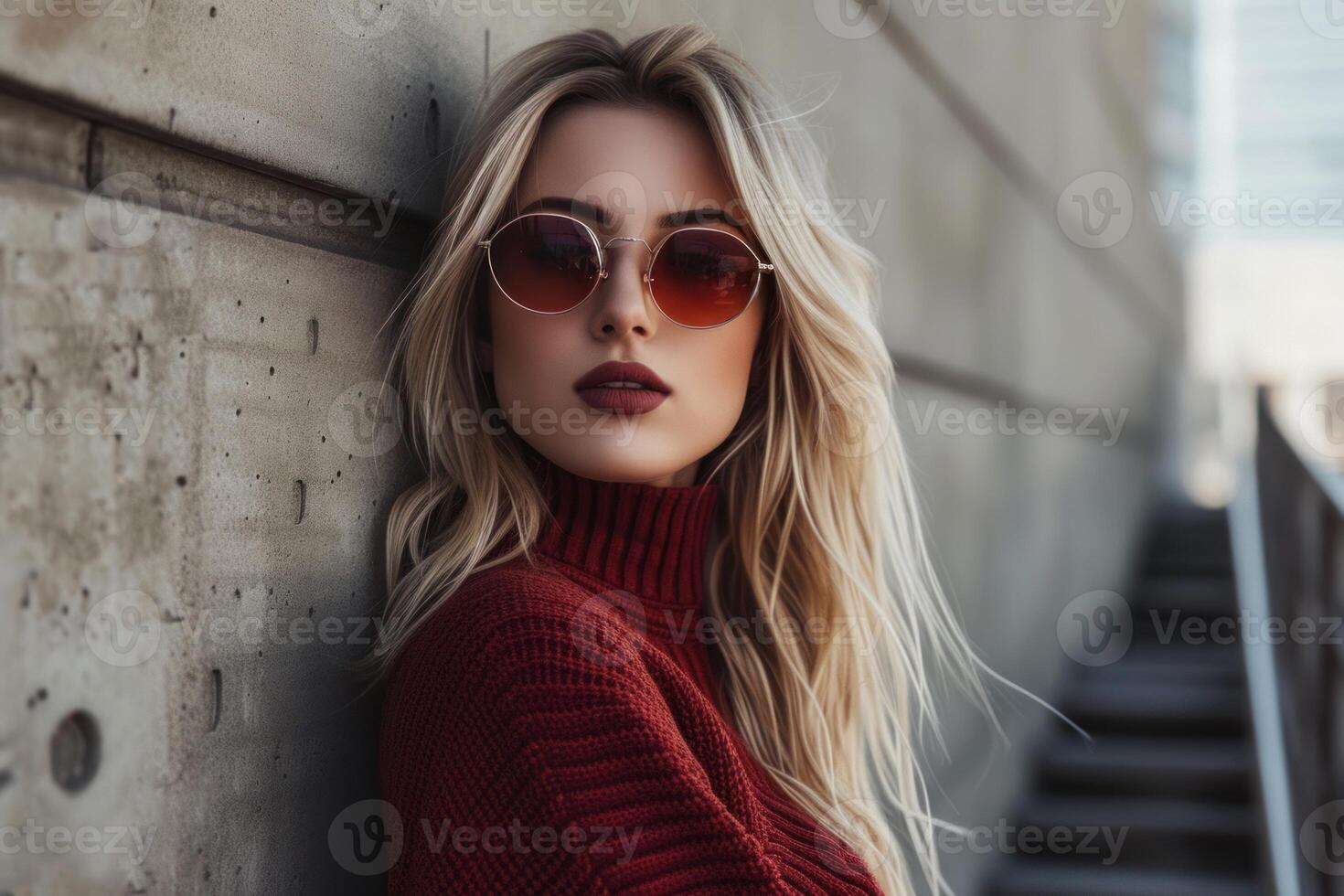 Stylish woman posing in sunglasses outdoors photo