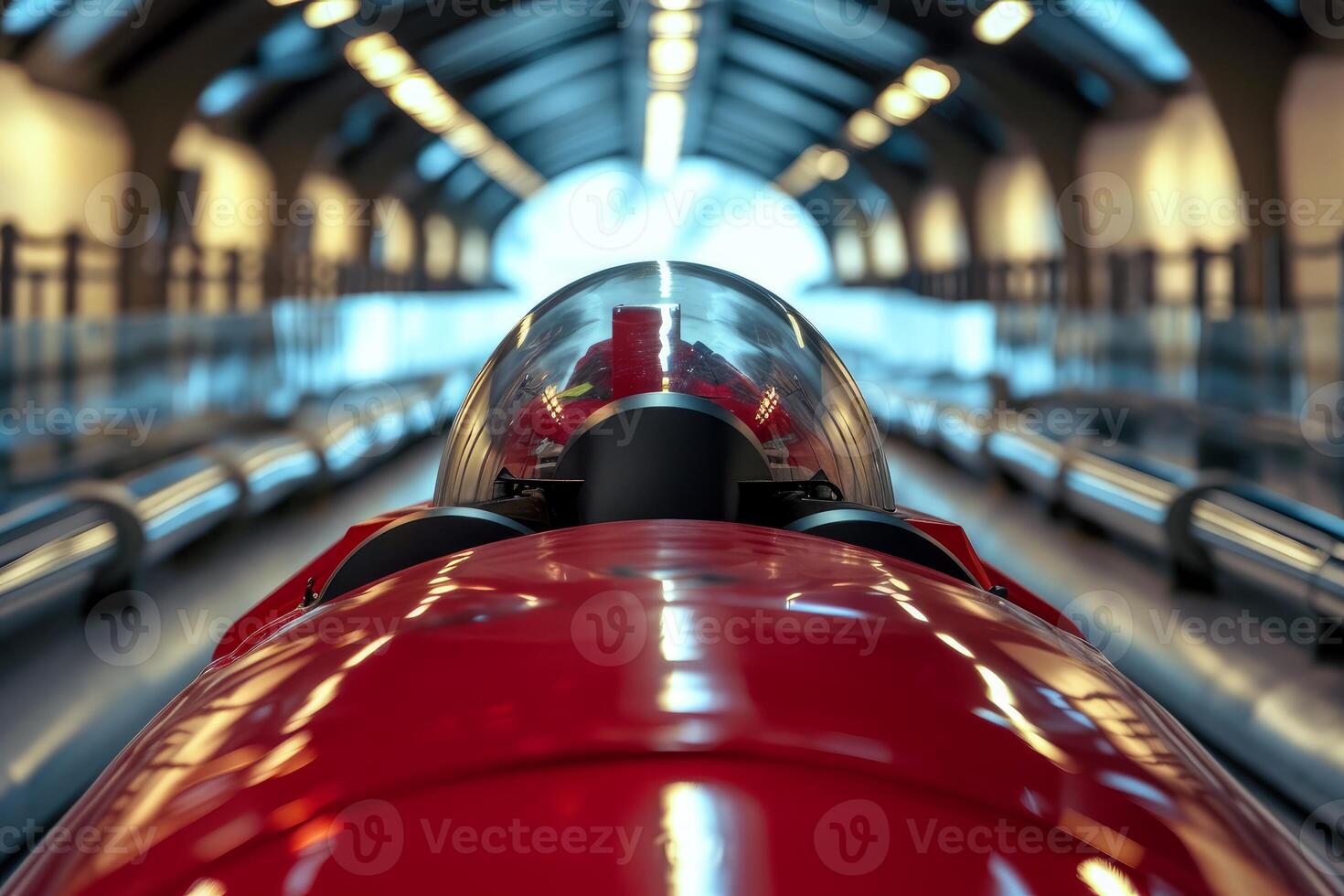 Modern high-speed train approaching station photo