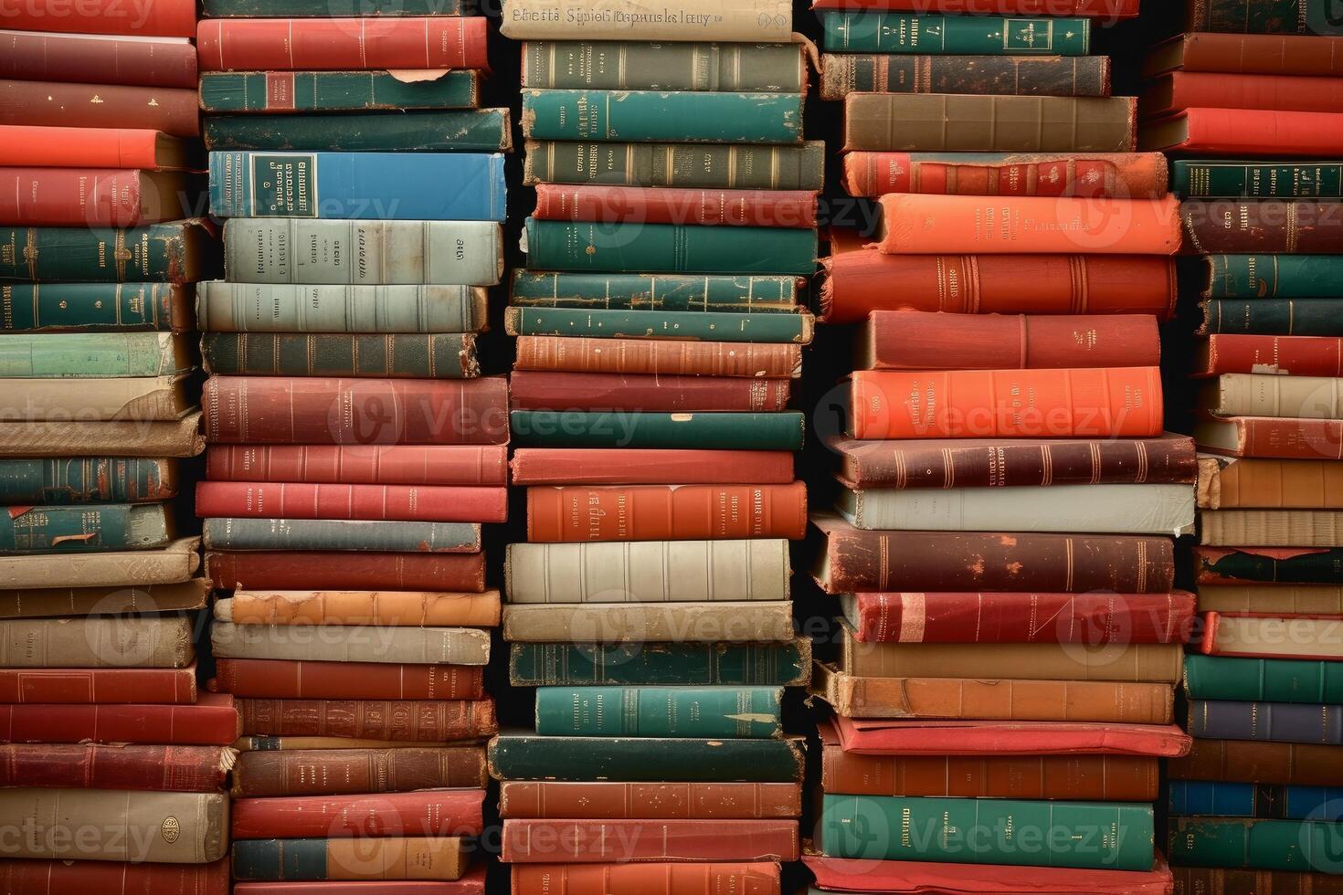 Antique book collection on shelves photo
