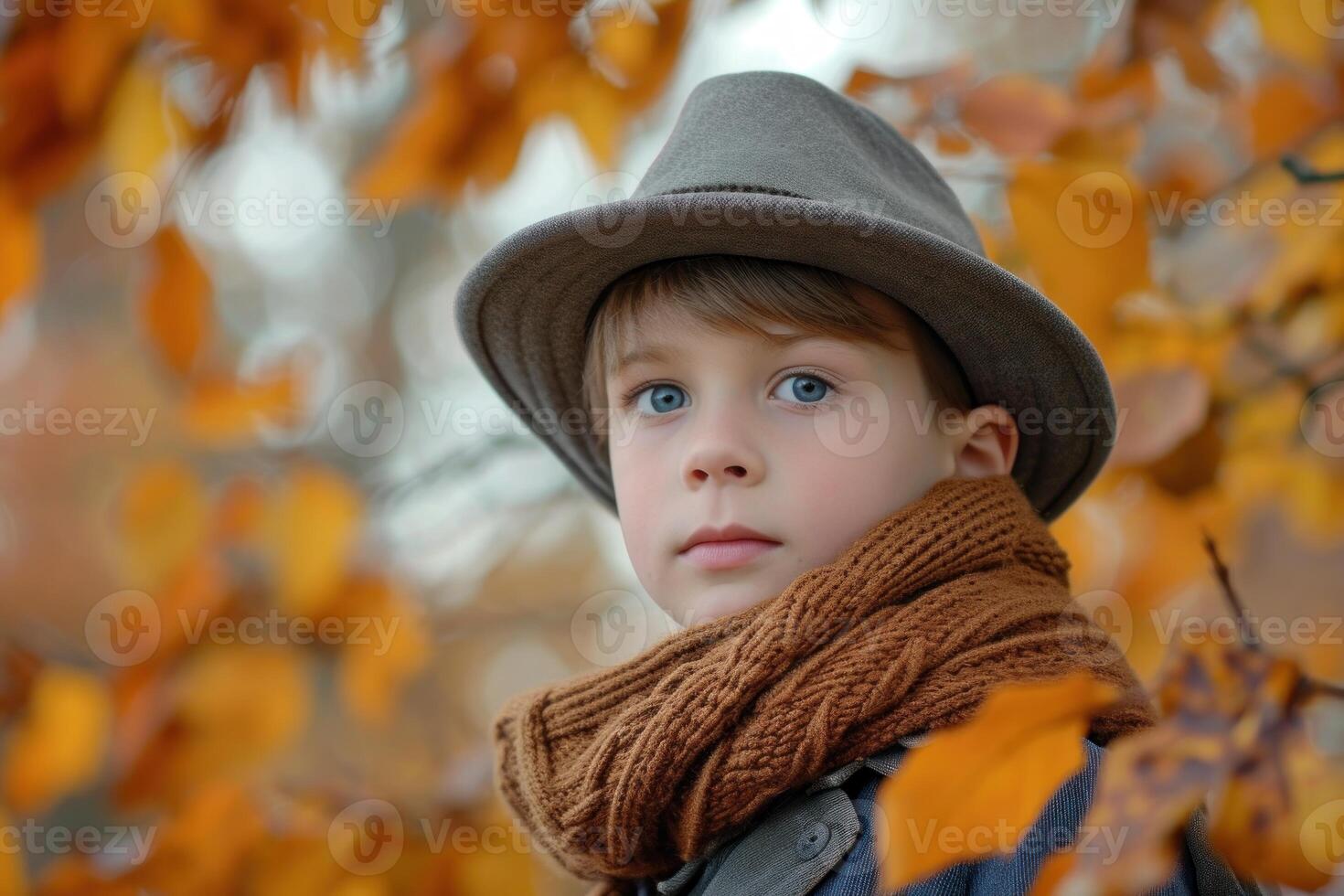 Serene child in autumn ambiance photo