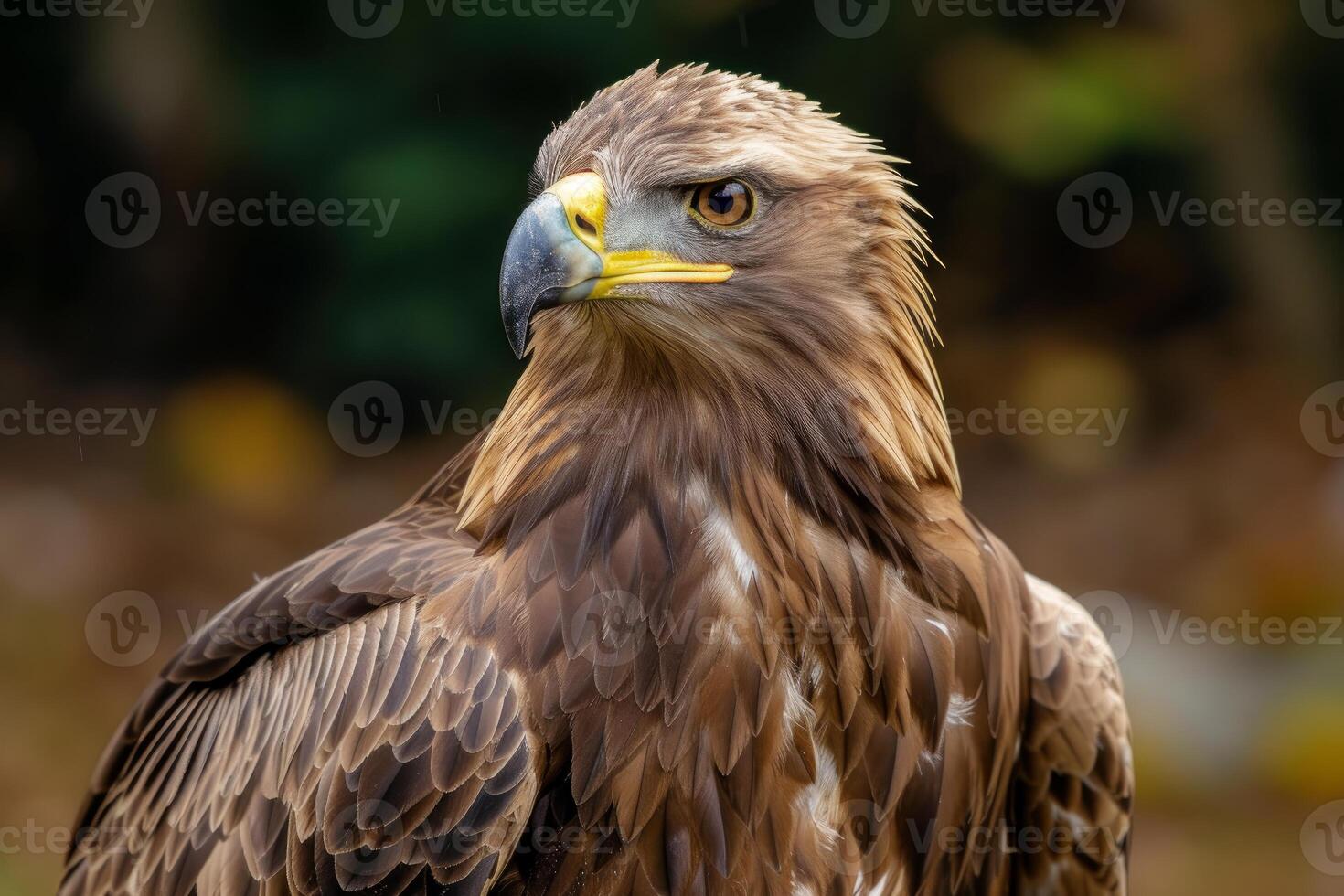 Detailed portrait of a golden eagle with a sharp gaze and beautiful plumage photo