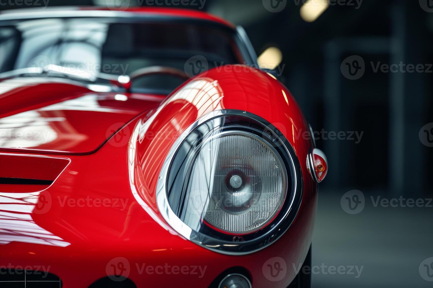 Classic red sports car detail photo