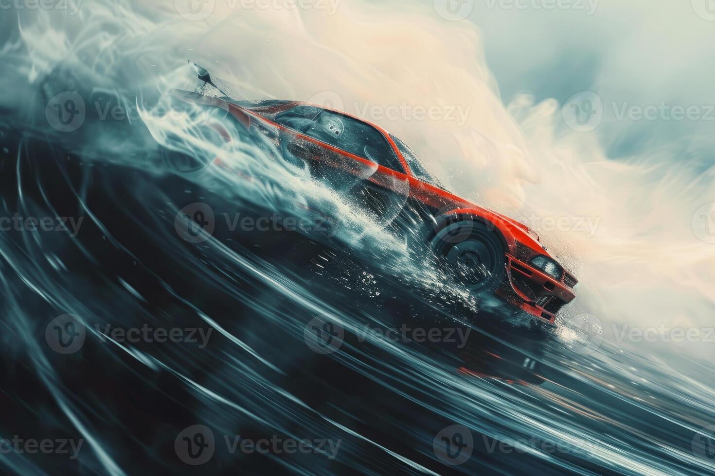 Dynamic sports car in highspeed motion blur photo