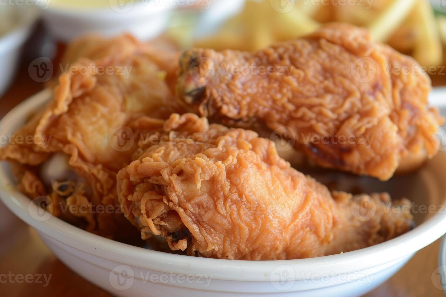 Crispy fried chicken in a bowl photo