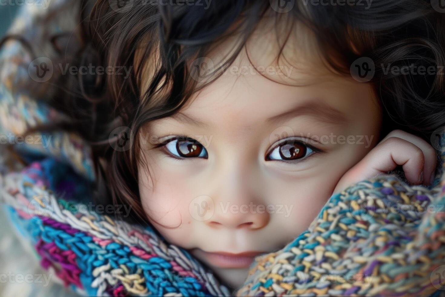 Innocent gaze, closeup of a child's face photo